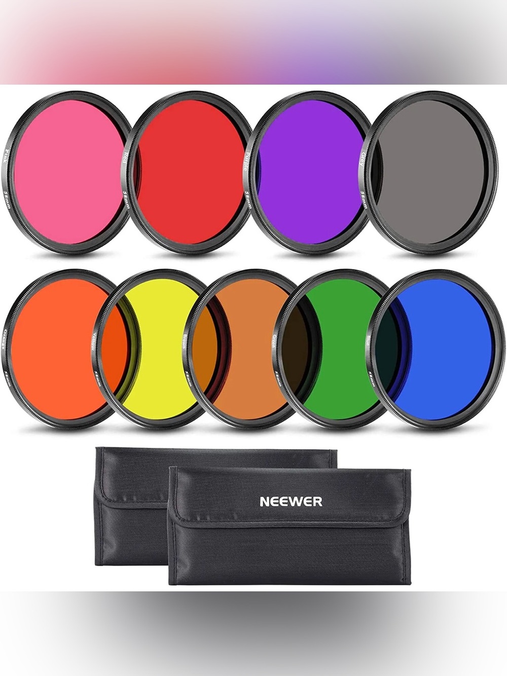 Neewer 58mm Full Color Lens Filter Kit (9-Pack)